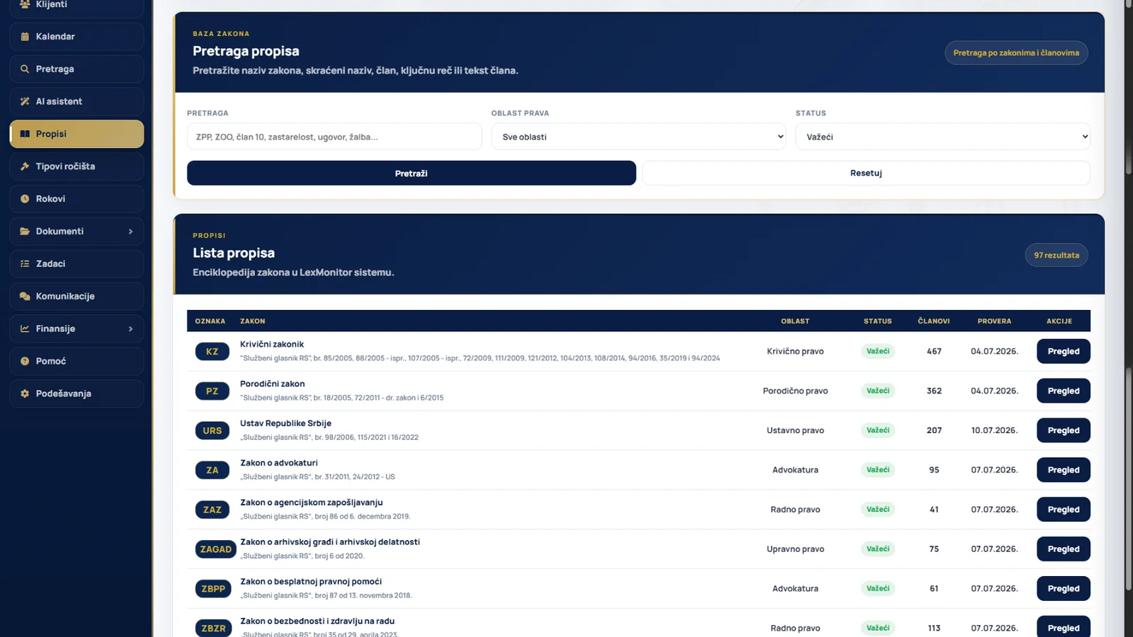 LexMonitor baza propisa